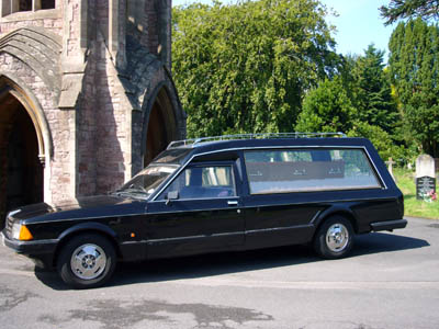 One of our MK2 Granada Hearses in the graveyard